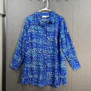 Belle Beach by Kim Gravel Button Front Cover-Up St. Tropez Animal, Large